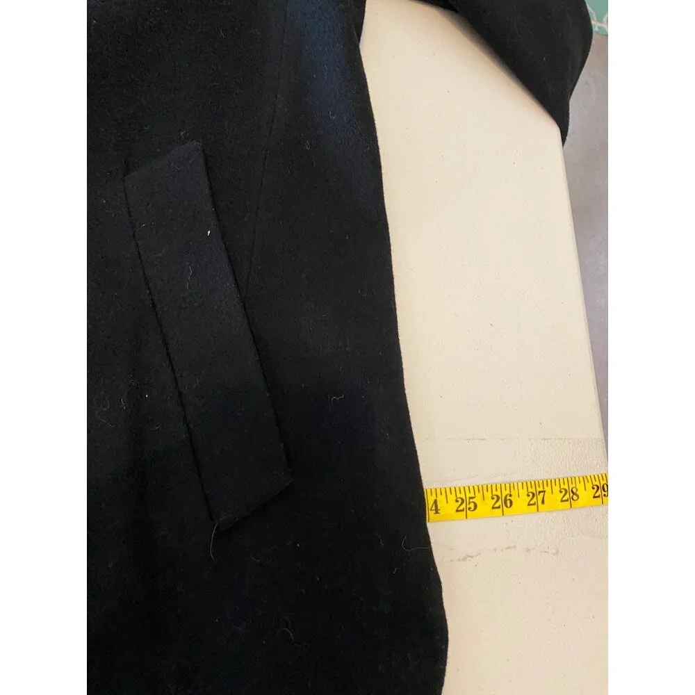 Lauren Ralph Lauren Black Wool Double-Breasted Overcoat Size 42 Long - Picture 13 of 15